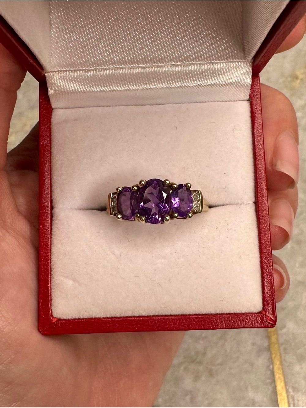 Solid 10k amethyst and diamond ring